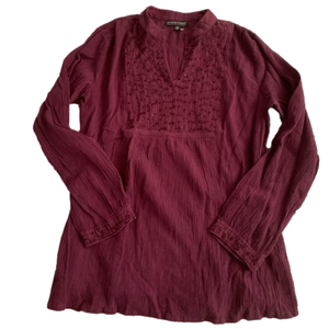Burgundy Sequin Peasant Blouse NWOT Size M
